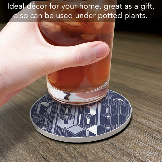 April Showers Design from F.L.W. Foundation on 4 Pack Round Absorbent Stone Coasters with Protective Cork Backing Manufactured in The USA