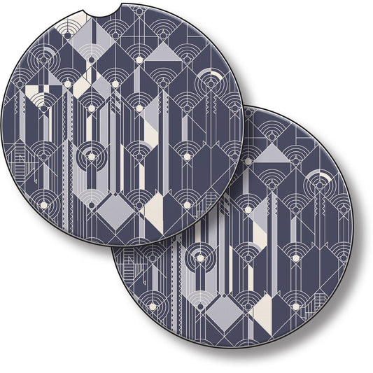 April Showers Design from F.L.W Foundation on 2-Pack Absorbent Stone Car Coasters 2.6” Diameter Manufactured in The USA