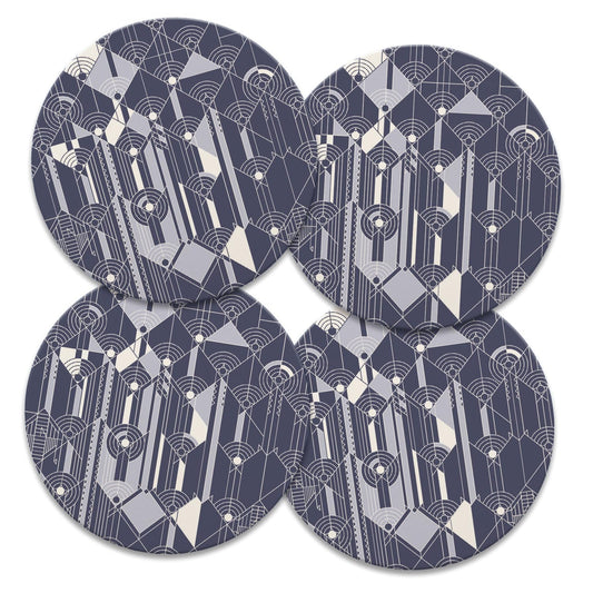 April Showers Design from F.L.W. Foundation on 4 Pack Round Absorbent Stone Coasters with Protective Cork Backing Manufactured in The USA